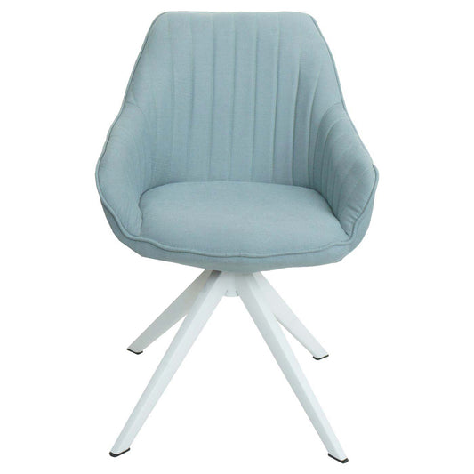 Cosmo Casa - Set van 6 Eetkamerstoelen - Stoffen draaistoelen met armleuning - Stoftextiel - Mintgroen