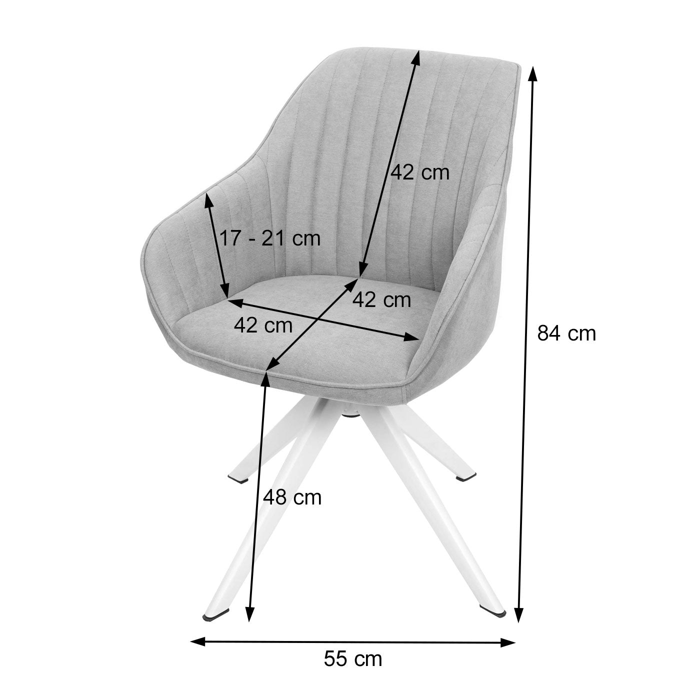 Cosmo Casa - Set van 6 Eetkamerstoelen - Stoffen draaistoelen met armleuning - Stoftextiel - Donkergrijs