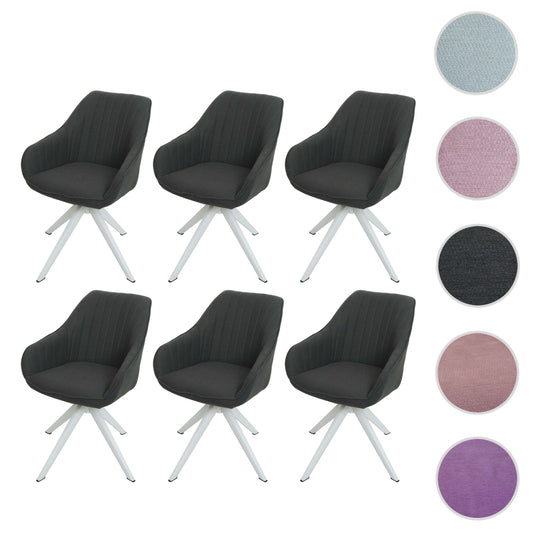 Cosmo Casa - Set van 6 Eetkamerstoelen - Stoffen draaistoelen met armleuning - Stoftextiel - Donkergrijs