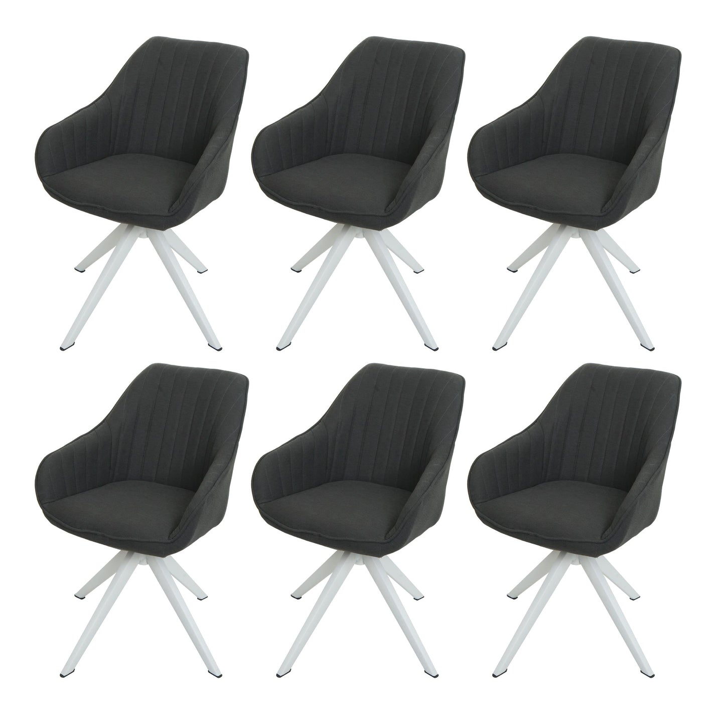 Cosmo Casa - Set van 6 Eetkamerstoelen - Stoffen draaistoelen met armleuning - Stoftextiel - Donkergrijs