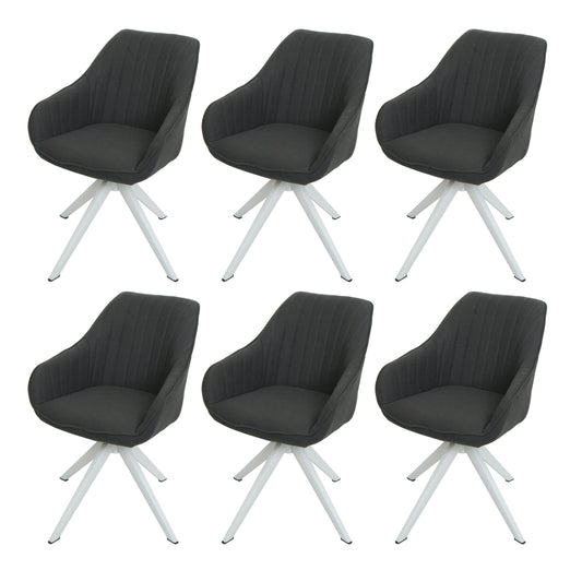 Cosmo Casa - Set van 6 Eetkamerstoelen - Stoffen draaistoelen met armleuning - Stoftextiel - Donkergrijs