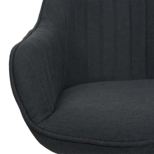 Cosmo Casa - Set van 6 Eetkamerstoelen - Stoffen draaistoelen met armleuning - Stoftextiel - Donkergrijs