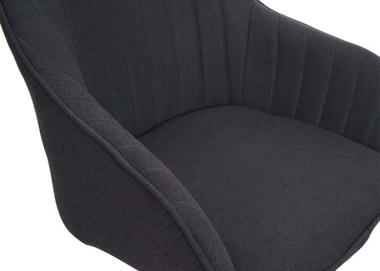 Cosmo Casa - Set van 6 Eetkamerstoelen - Stoffen draaistoelen met armleuning - Stoftextiel - Donkergrijs