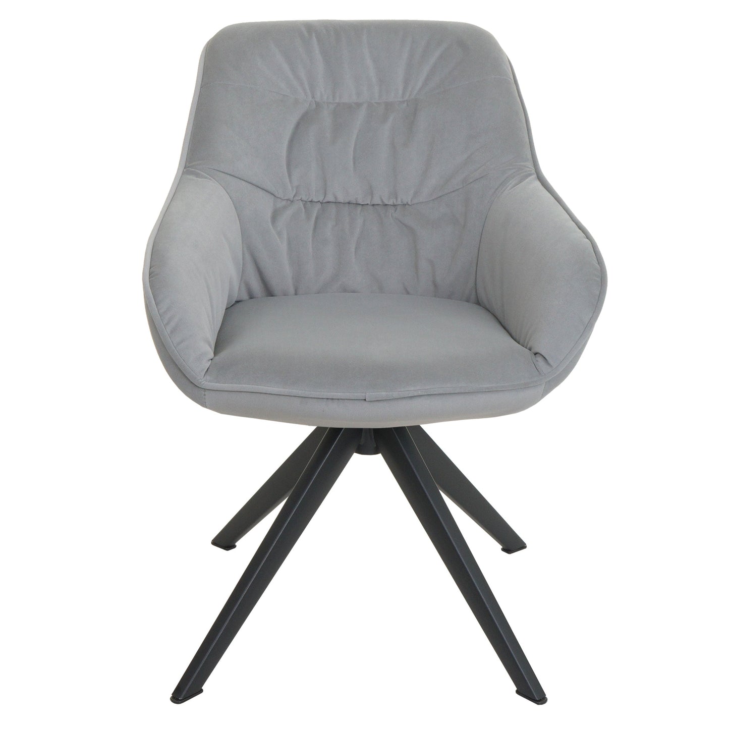 Cosmo Casa - Set van 6 Eetkamerstoelen - Stoffen draaistoelen met armleuningen - Metaal en Stoftextiel - Lichtgrijs