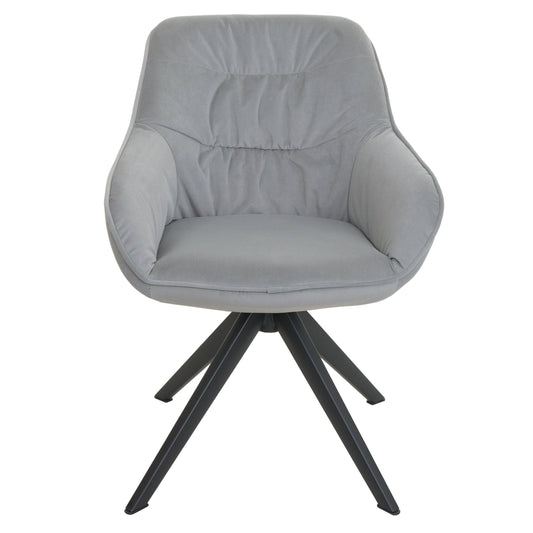 Cosmo Casa - Set van 6 Eetkamerstoelen - Stoffen draaistoelen met armleuningen - Metaal en Stoftextiel - Lichtgrijs