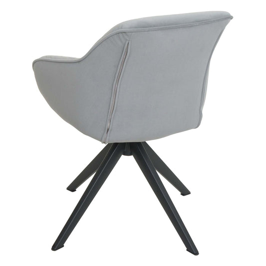 Cosmo Casa - Set van 6 Eetkamerstoelen - Stoffen draaistoelen met armleuningen - Metaal en Stoftextiel - Lichtgrijs