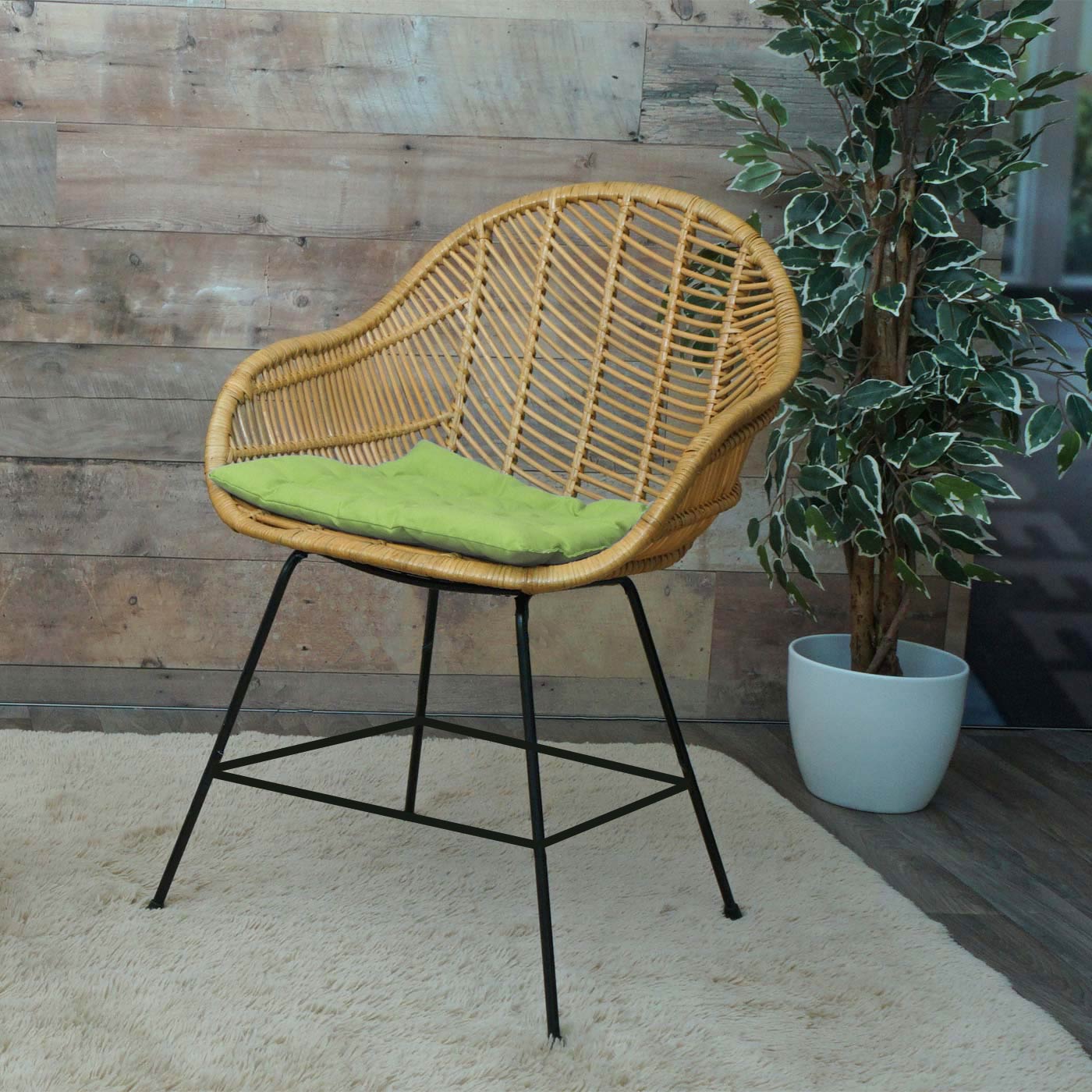 Cosmo Casa - Set van 6 Eetkamerstoelen - Rotan - Rotan & Metaal - Naturel