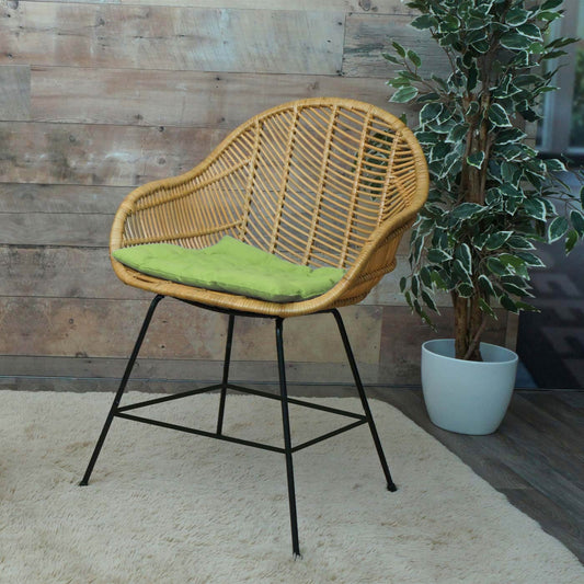 Cosmo Casa - Set van 6 Eetkamerstoelen - Rotan - Rotan & Metaal - Naturel