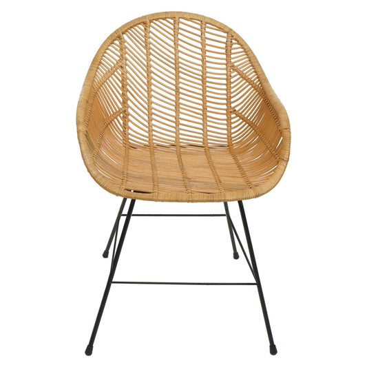 Cosmo Casa - Set van 6 Eetkamerstoelen - Rotan - Rotan & Metaal - Naturel