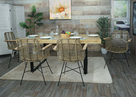 Cosmo Casa - Set van 6 Eetkamerstoelen - Rotan - Rotan & Metaal - Naturel