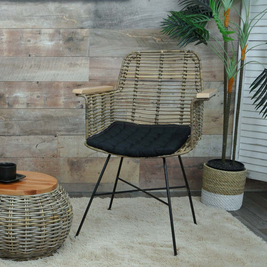 Cosmo Casa - Set van 6 Eetkamerstoelen - Rotan - Rotan & Metaal - Naturel