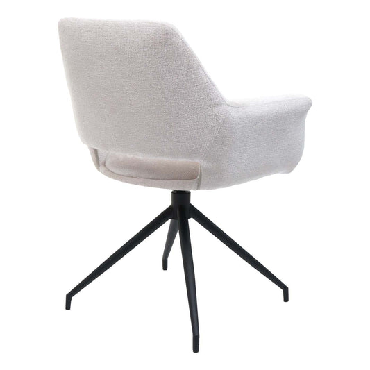 Cosmo Casa - Set van 6 Eetkamerstoelen - Keukenstoelen met Armleuning - Draaibaar met Automatische Positie - Metaaltextiel - Crèmewit