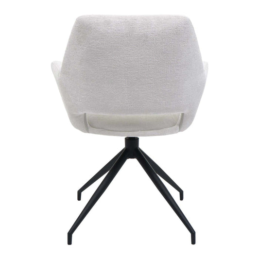 Cosmo Casa - Set van 6 Eetkamerstoelen - Keukenstoelen met Armleuning - Draaibaar met Automatische Positie - Metaaltextiel - Crèmewit