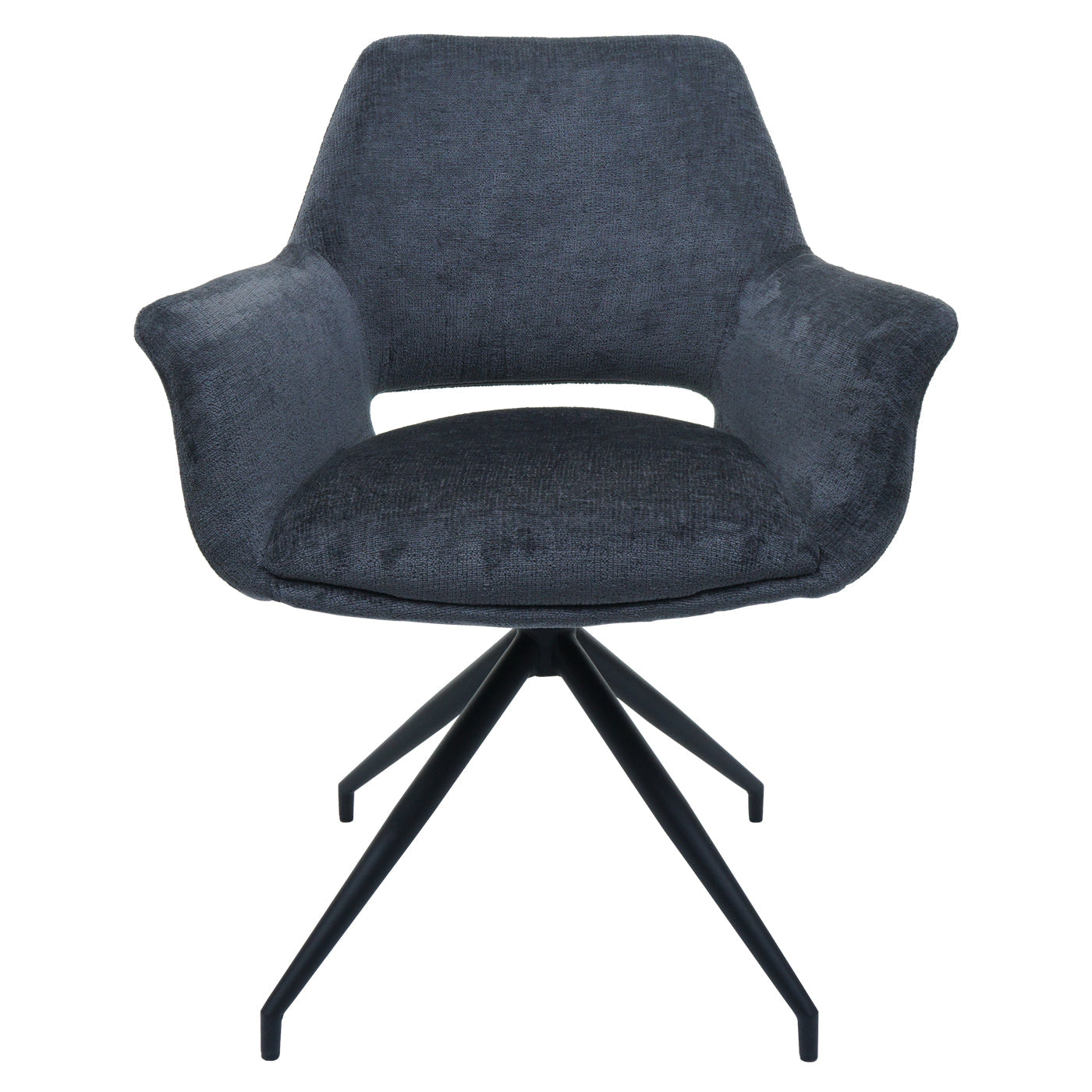 Cosmo Casa - Set van 6 Eetkamerstoelen - Keukenstoelen met Armleuning - Draaibaar met Automatische Positie - Metaaltextiel - Donkergrijs