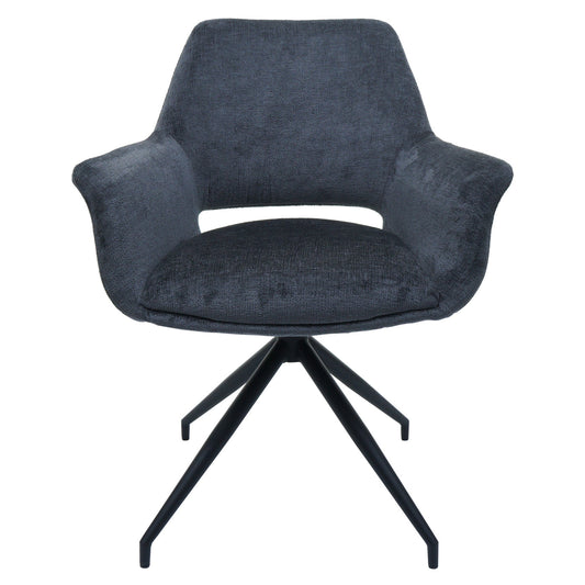 Cosmo Casa - Set van 6 Eetkamerstoelen - Keukenstoelen met Armleuning - Draaibaar met Automatische Positie - Metaaltextiel - Donkergrijs