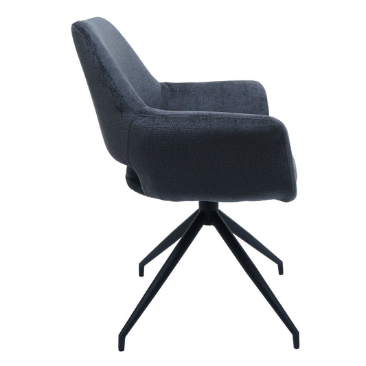 Cosmo Casa - Set van 6 Eetkamerstoelen - Keukenstoelen met Armleuning - Draaibaar met Automatische Positie - Metaaltextiel - Donkergrijs