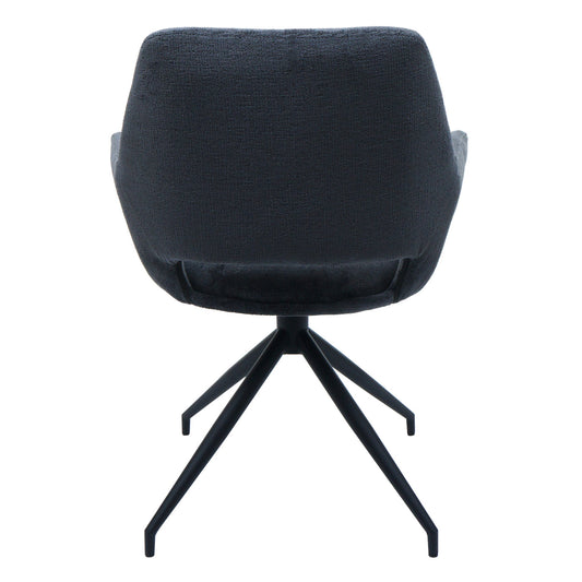Cosmo Casa - Set van 6 Eetkamerstoelen - Keukenstoelen met Armleuning - Draaibaar met Automatische Positie - Metaaltextiel - Donkergrijs