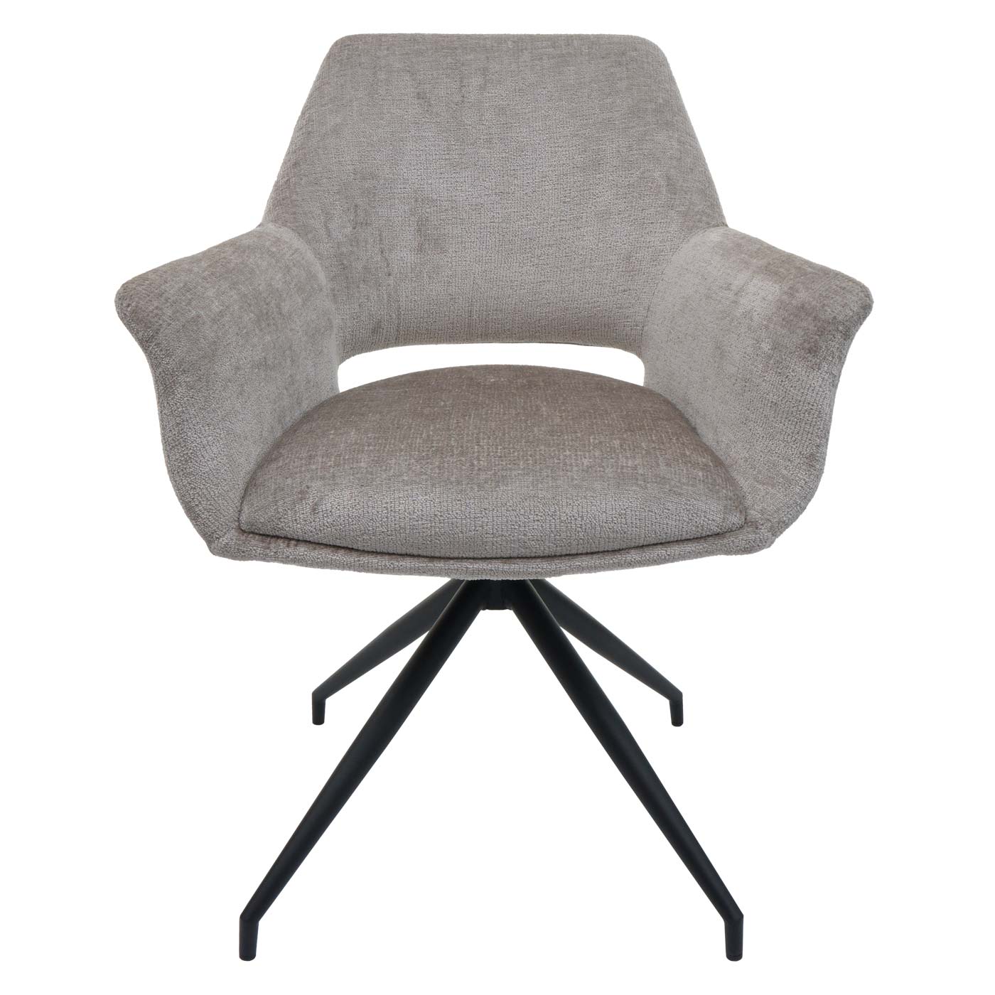 Cosmo Casa - Set van 6 Eetkamerstoelen - Keukenstoelen met Armleuning - Draaibaar met Automatische Positie - Metaaltextiel - Taupe