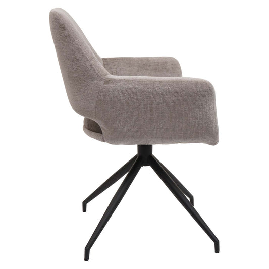 Cosmo Casa - Set van 6 Eetkamerstoelen - Keukenstoelen met Armleuning - Draaibaar met Automatische Positie - Metaaltextiel - Taupe