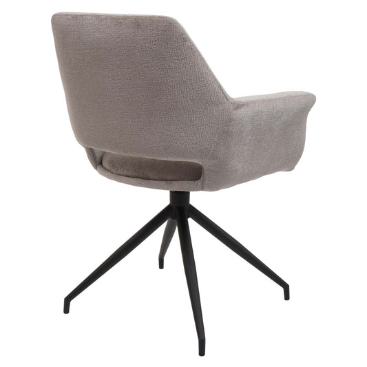 Cosmo Casa - Set van 6 Eetkamerstoelen - Keukenstoelen met Armleuning - Draaibaar met Automatische Positie - Metaaltextiel - Taupe