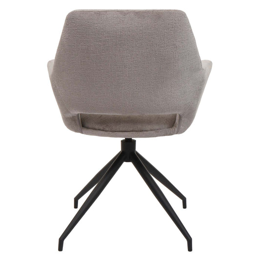 Cosmo Casa - Set van 6 Eetkamerstoelen - Keukenstoelen met Armleuning - Draaibaar met Automatische Positie - Metaaltextiel - Taupe