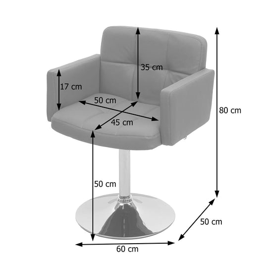 Cosmo Casa - Set van 6 Orlando Eetkamerstoelen - Armleuningen - Kunstleer & Metaal - Crème