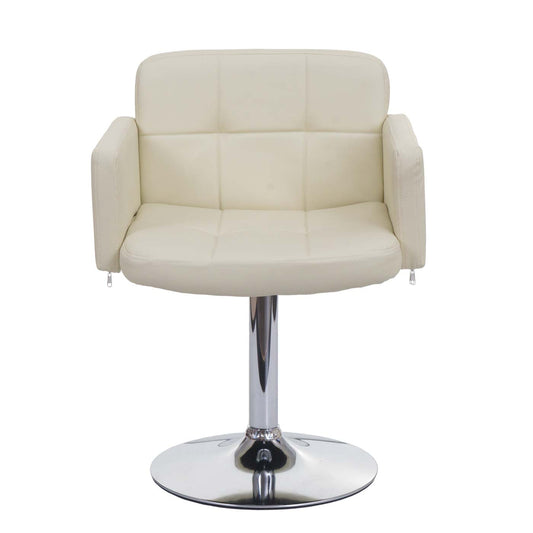 Cosmo Casa - Set van 6 Orlando Eetkamerstoelen - Armleuningen - Kunstleer & Metaal - Crème