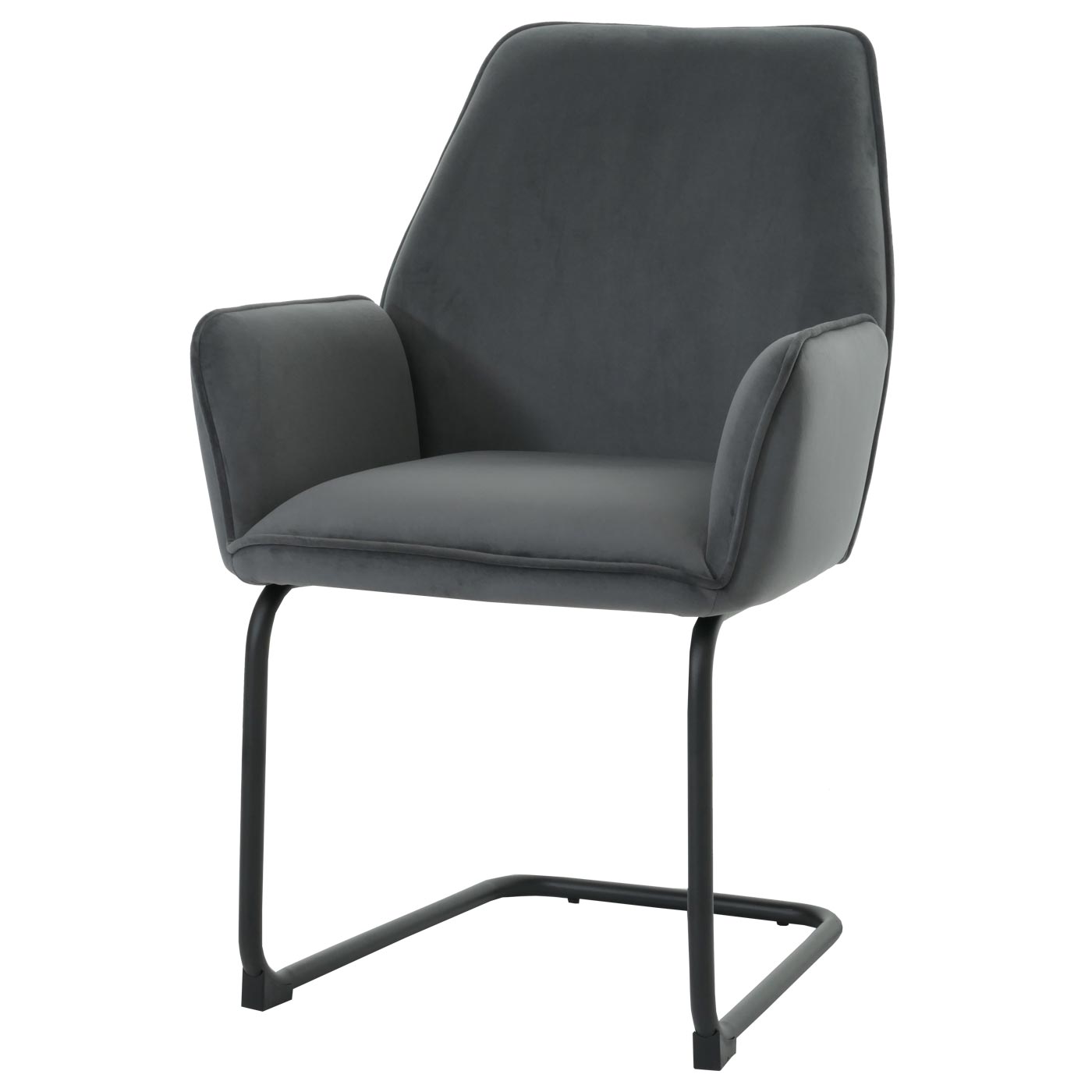 Cosmo Casa - Set van 6 Sledestoelen - Eetkamerstoelen - Keukenstoelen - Textiel - Donkergrijs