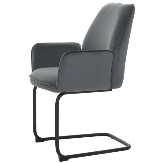 Cosmo Casa - Set van 6 Sledestoelen - Eetkamerstoelen - Keukenstoelen - Textiel - Donkergrijs