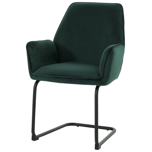 Cosmo Casa - Set van 6 Sledestoelen - Eetkamerstoelen - Keukenstoelen - Textiel - Groen