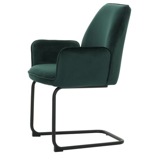 Cosmo Casa - Set van 6 Sledestoelen - Eetkamerstoelen - Keukenstoelen - Textiel - Groen