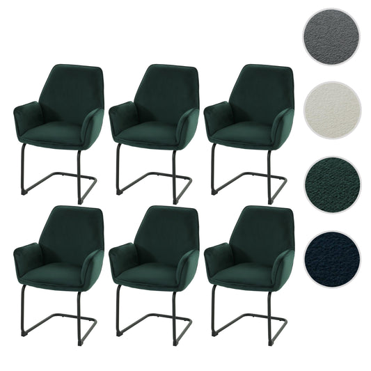 Cosmo Casa - Set van 6 Sledestoelen - Eetkamerstoelen - Keukenstoelen - Textiel - Groen