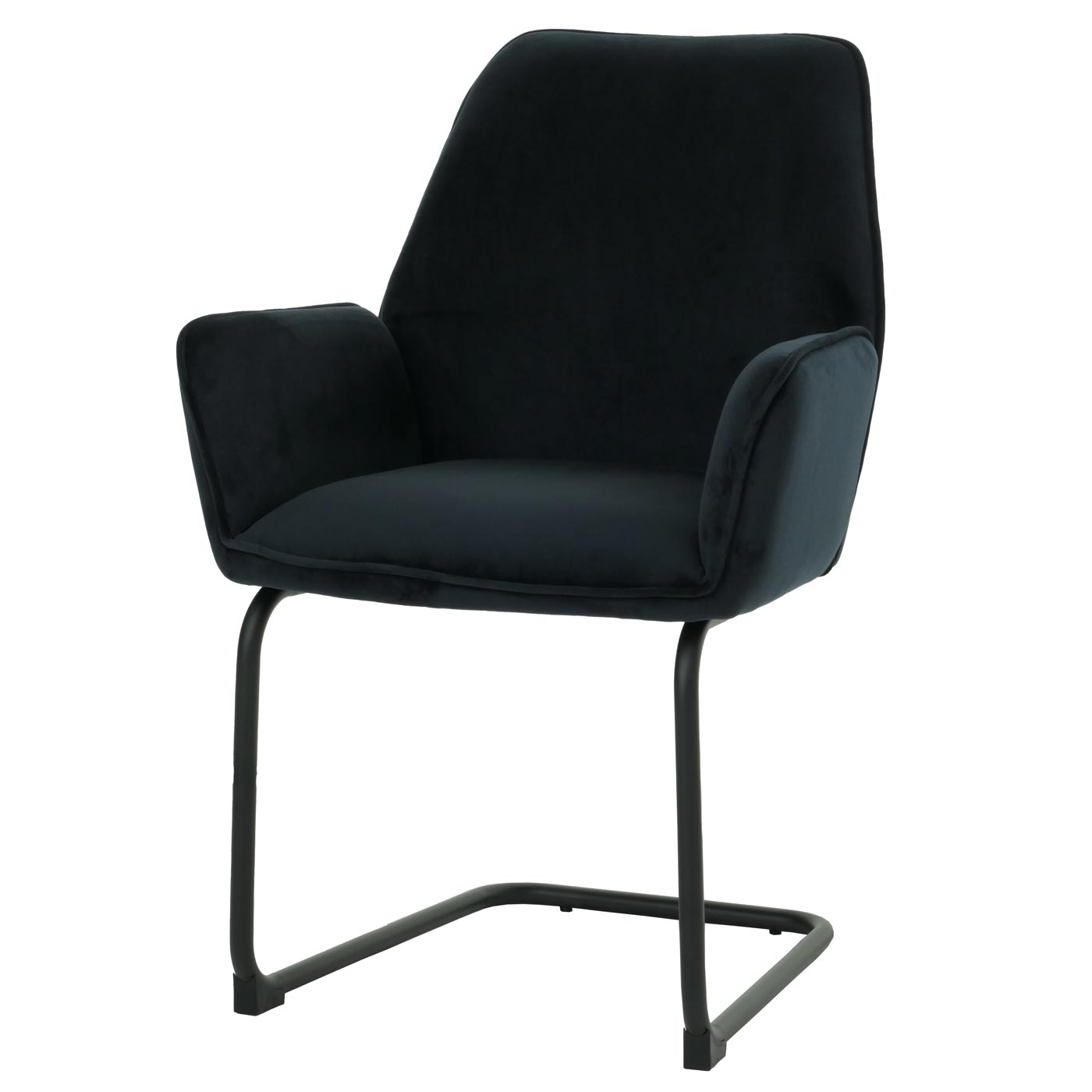 Cosmo Casa - Set van 6 Sledestoelen - Eetkamerstoelen - Keukenstoelen - Textiel - Antracietblauw