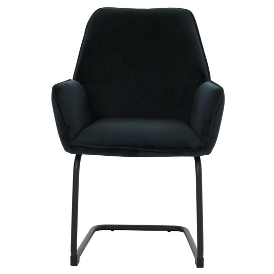 Cosmo Casa - Set van 6 Sledestoelen - Eetkamerstoelen - Keukenstoelen - Textiel - Antracietblauw