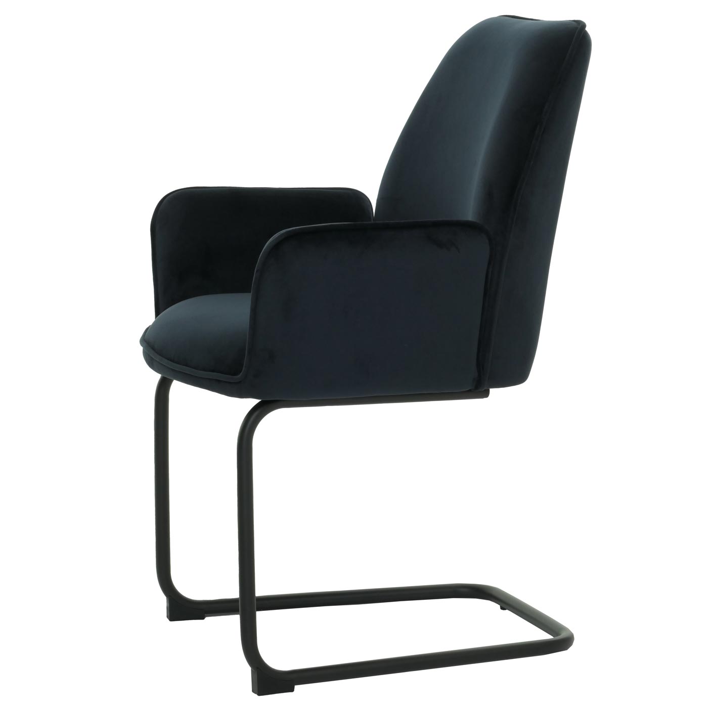 Cosmo Casa - Set van 6 Sledestoelen - Eetkamerstoelen - Keukenstoelen - Textiel - Antracietblauw