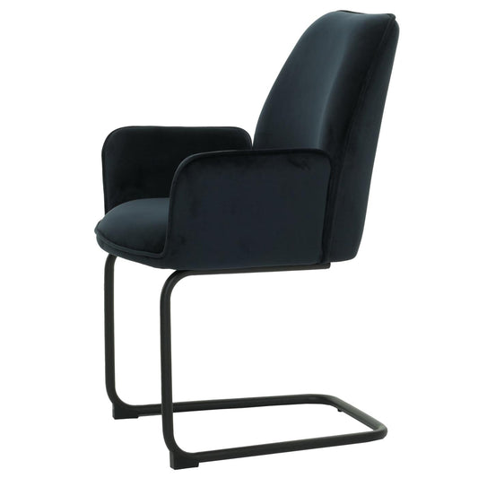 Cosmo Casa - Set van 6 Sledestoelen - Eetkamerstoelen - Keukenstoelen - Textiel - Antracietblauw