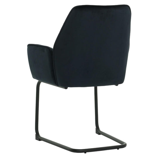 Cosmo Casa - Set van 6 Sledestoelen - Eetkamerstoelen - Keukenstoelen - Textiel - Antracietblauw