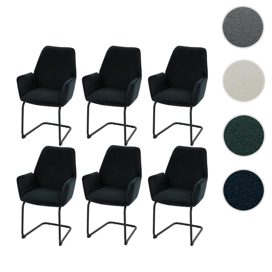 Cosmo Casa - Set van 6 Sledestoelen - Eetkamerstoelen - Keukenstoelen - Textiel - Antracietblauw