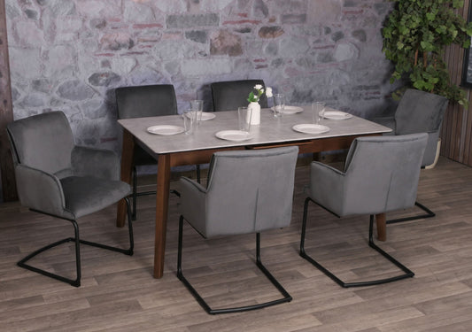 Cosmo Casa - Set van 6 Sledestoelen - Textiel - Donkergrijs