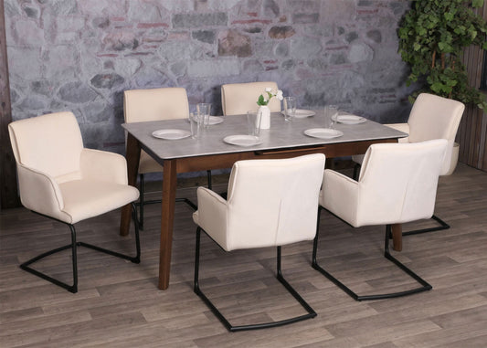 Cosmo Casa - Set van 6 Sledestoelen - Textiel - Crème-Beige