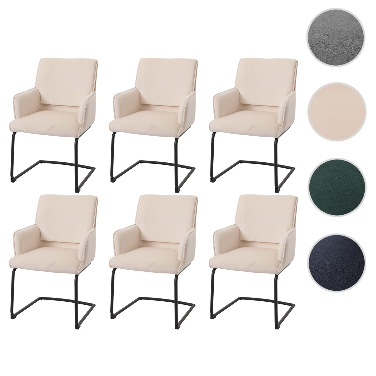 Cosmo Casa - Set van 6 Sledestoelen - Textiel - Crème-Beige