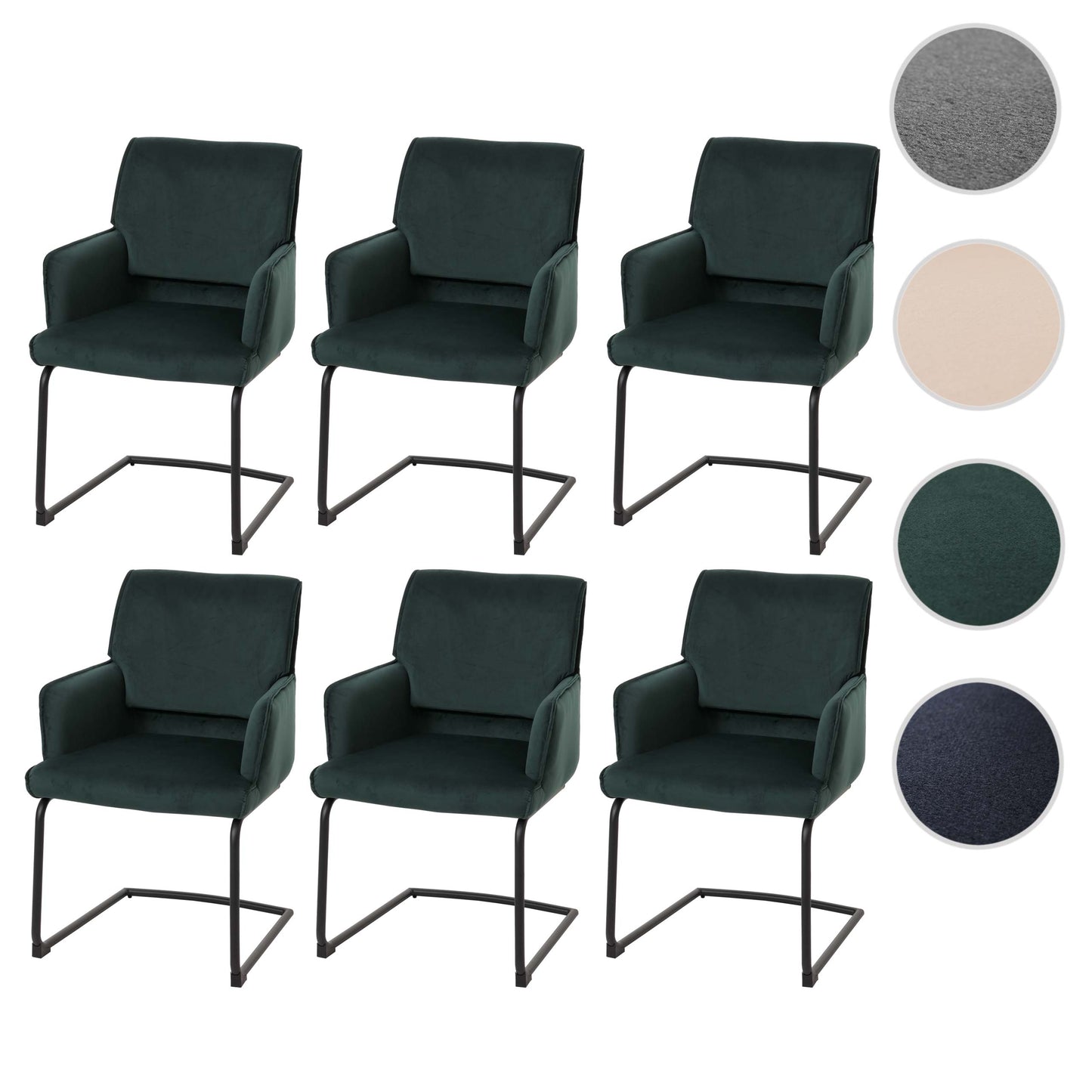 Cosmo Casa - Set van 6 Sledestoelen - Textiel - Groen