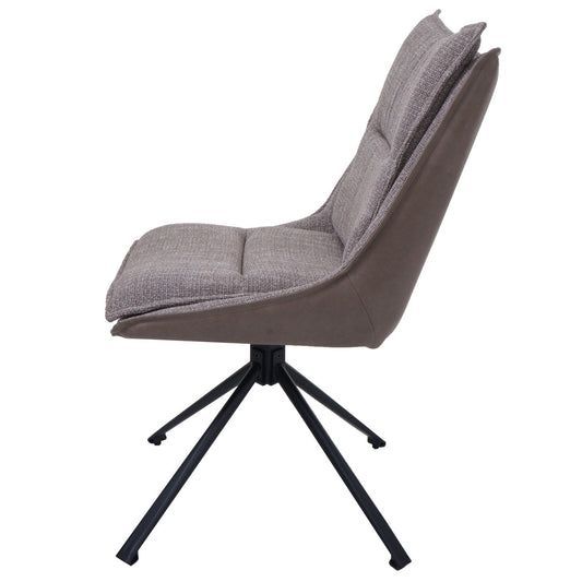 Cosmo Casa - Set van 6 Eetkamerstoelen - Keukenstoel - Draaibaar met Auto-Return - Textiel - Beige
