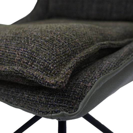 Cosmo Casa - Set van 6 Eetkamerstoelen - Keukenstoel - Draaibaar met Auto-Return - Textiel - Groen