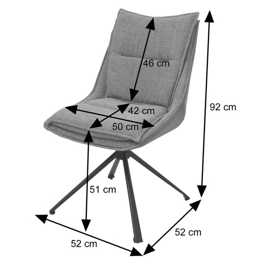 Cosmo Casa - Set van 6 Eetkamerstoelen - Keukenstoel - Draaibaar met Auto-Return - Textiel - Crèmebeige