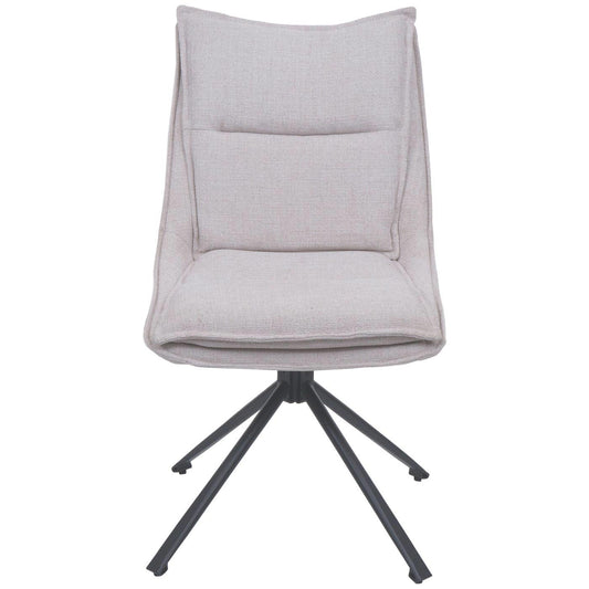 Cosmo Casa - Set van 6 Eetkamerstoelen - Keukenstoel - Draaibaar met Auto-Return - Textiel - Crèmebeige