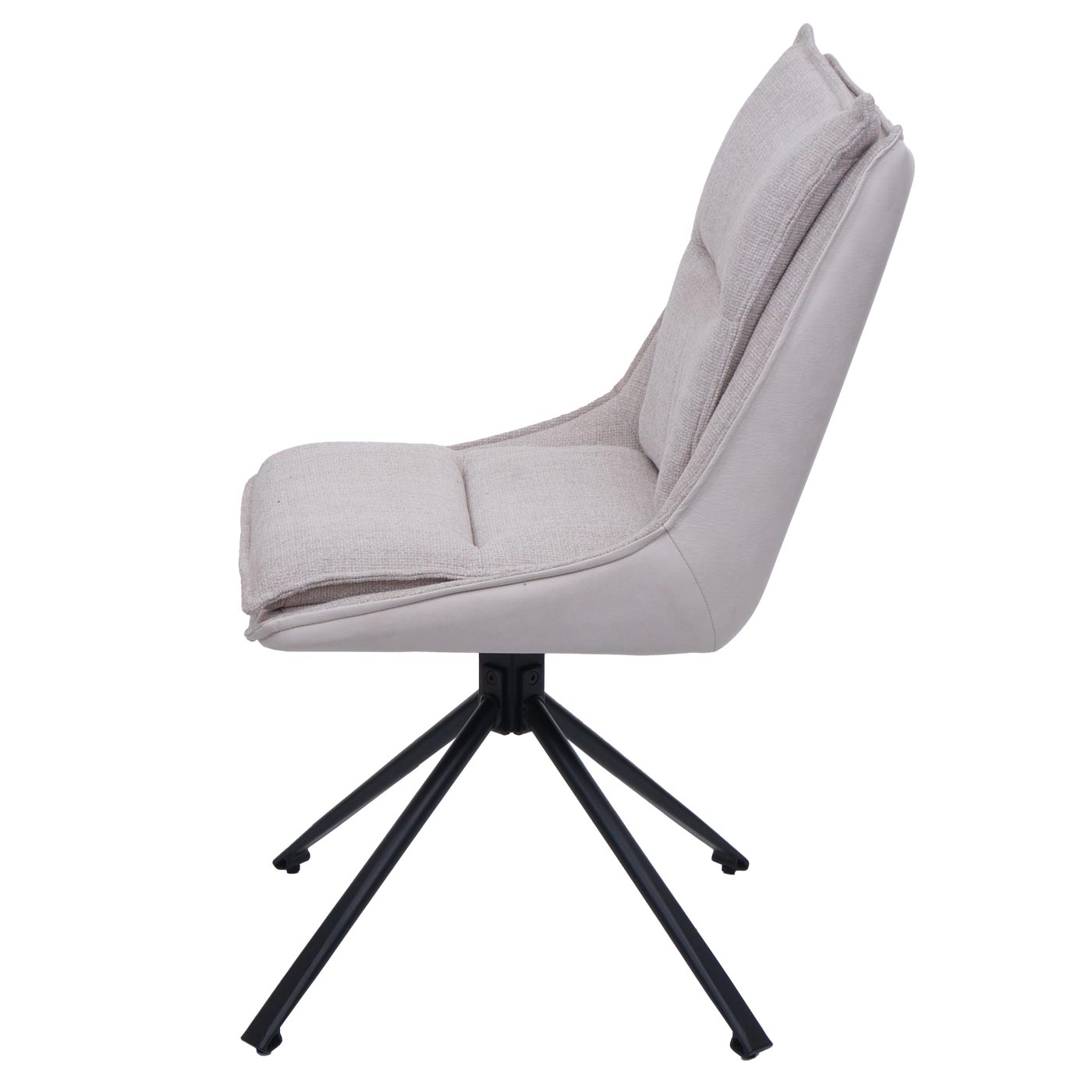 Cosmo Casa - Set van 6 Eetkamerstoelen - Keukenstoel - Draaibaar met Auto-Return - Textiel - Crèmebeige