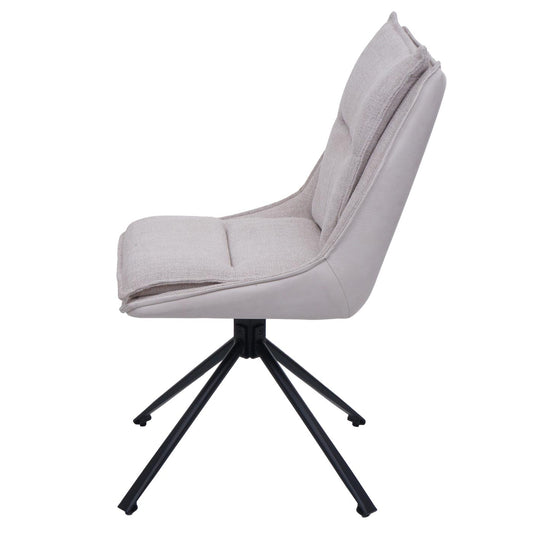 Cosmo Casa - Set van 6 Eetkamerstoelen - Keukenstoel - Draaibaar met Auto-Return - Textiel - Crèmebeige