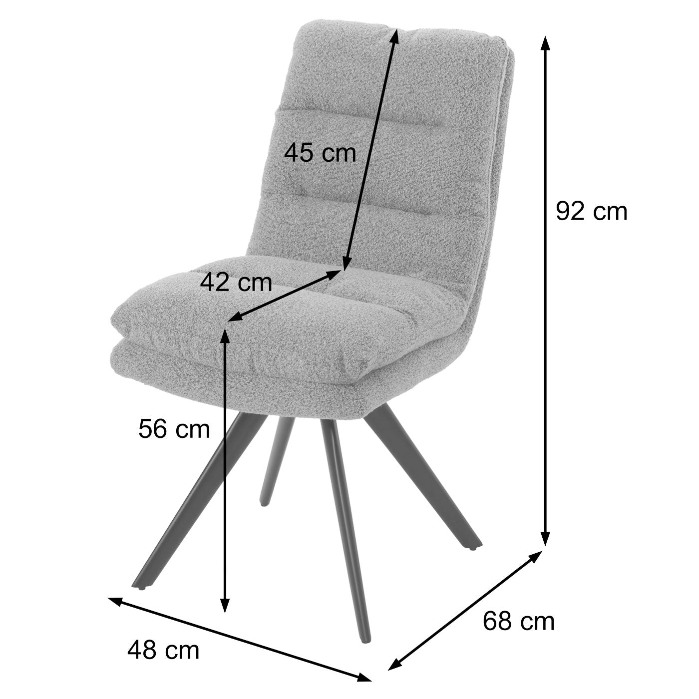 Cosmo Casa - Set van 6 Eetkamerstoelen - Keukenstoelen - Draaibaar - Automatische Positionering - Bouclé Stof - Crèmewit