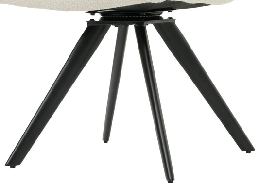 Cosmo Casa - Set van 6 Eetkamerstoelen - Keukenstoelen - Draaibaar - Automatische Positionering - Bouclé Stof - Crèmewit